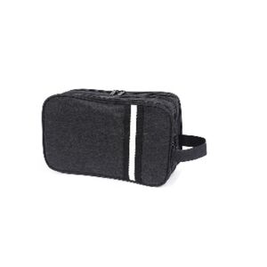 FITDON Large Waterproof Toiletry Bag for Men Black with White Stripe